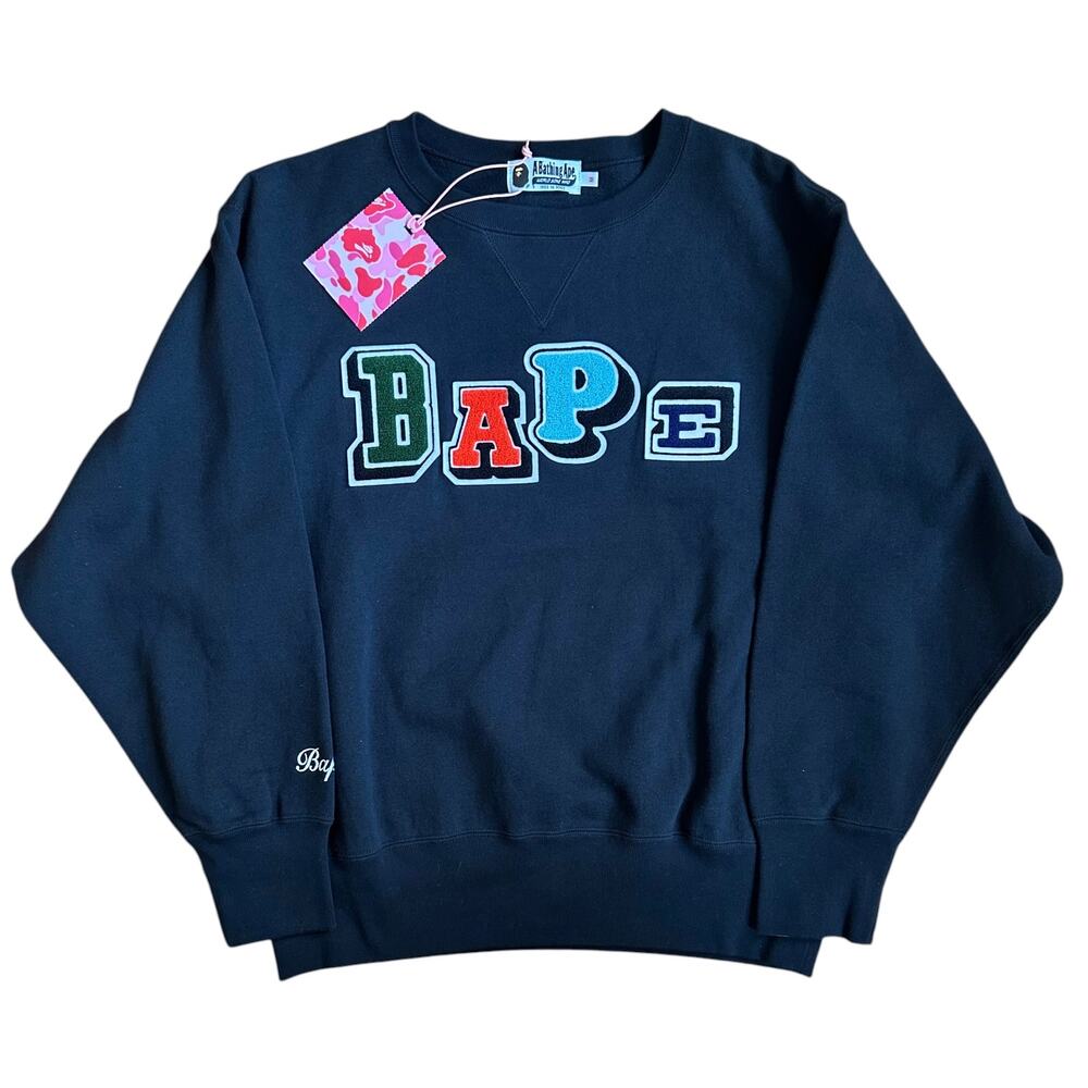 Brand New Womens M Bape Chenille Logo Crewneck